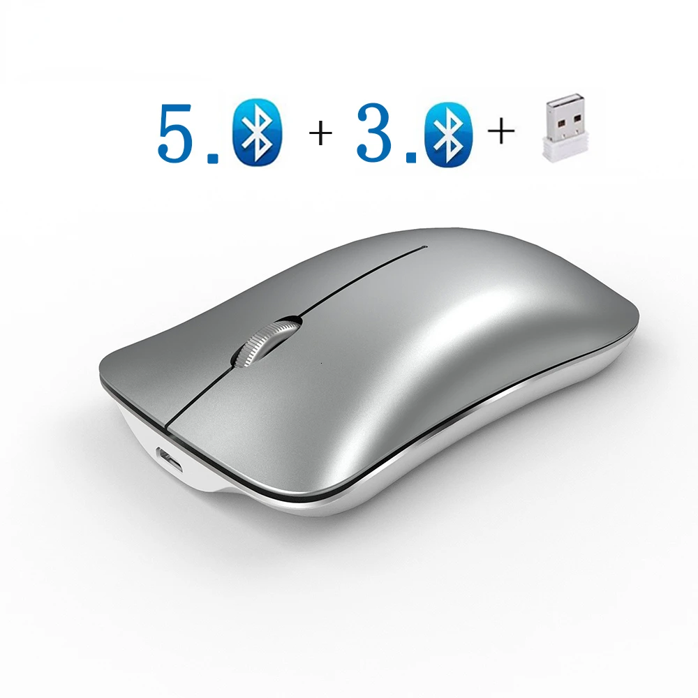 

Bluetooth 5.0/3.0 + 2.4G Wireless Silent Three Mode Mouse Rechargeable 1600 DPI Ultra Thin Optical Computer Mice For Tablet