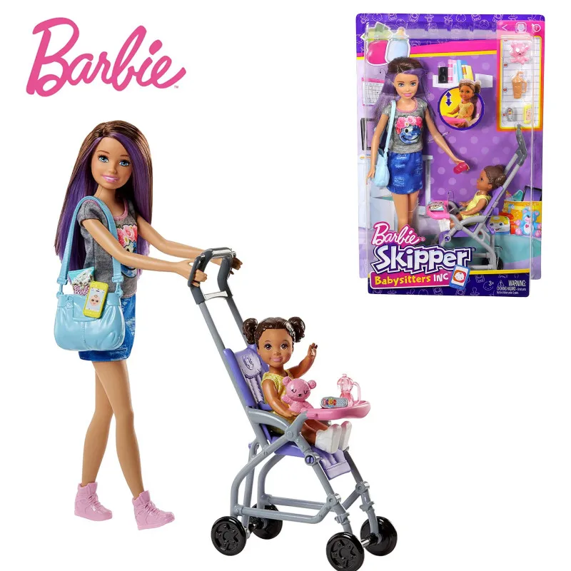 

Barbie Babysitting Playset with Skipper Doll Baby Doll Bouncy Stroller and Themed Accessories Girls Dressup FJB00 Fast Delivery