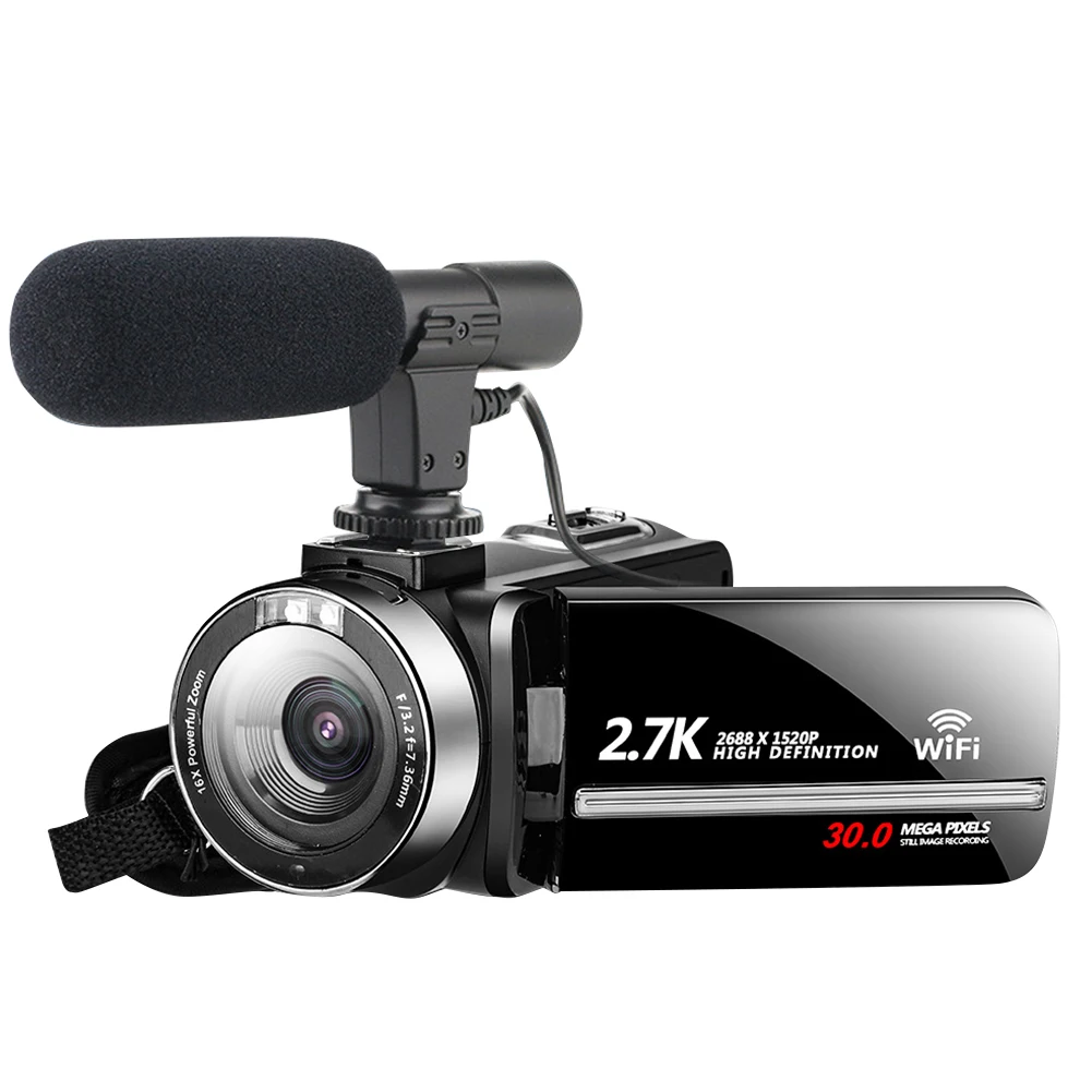 

2.7K 30MP Digital Camcorder COMS Sensor 270 Degree Rotatable Touch Screen High Definition Slow Motion 16X Zoomable Night Vision