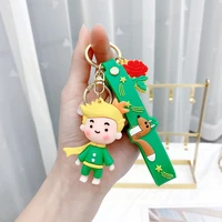 cartoon the little prince 3d figure keychain animal fox lanyard key rings acrylic trinket props bag doll key buckles accessories