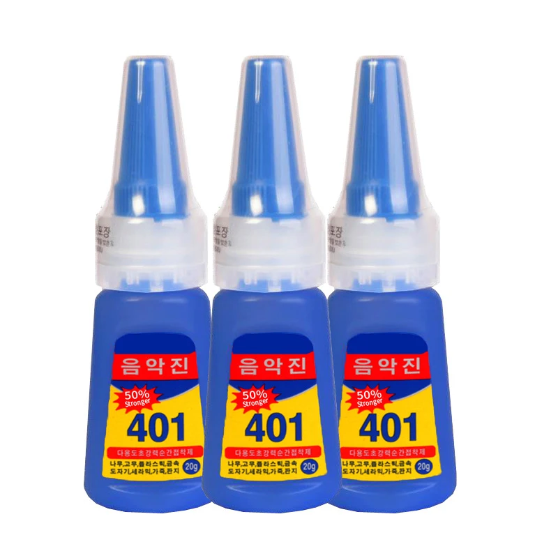 401 סופר דבק מיידי מהיר דבק 20ML בקבוק חזק סופר דבק רב תכליתי לתקן חם סופר חזק נוזל חסר צבע דבק