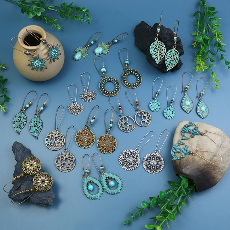 

Bohemian Ethnic Asian Earrings Nepalese Beads Pendants Retro Jewelry Versatile Earrings