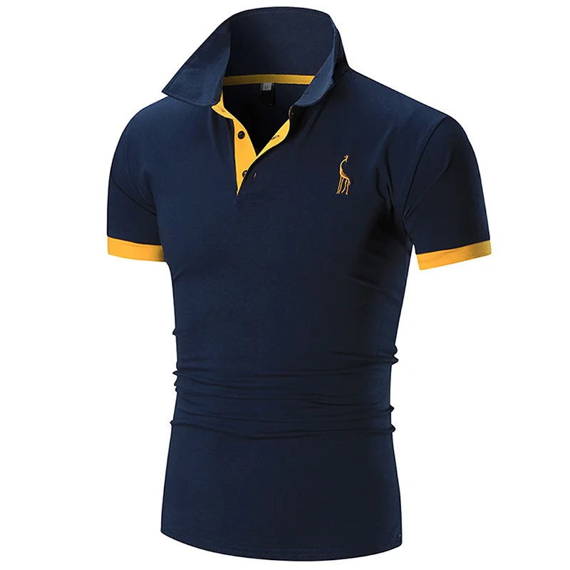 

Men's Summer New Premium Shirts Giraffe Embroidered Polo Shirts Men's Casual Golf Sports Short Sleeve Tops Men's Business Shirts