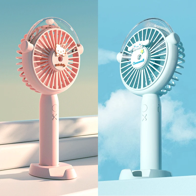 

Kawaii Sanrio ручной вентилятор мультфильм Kitty Cinnamoroll спрей увлажнение портативный маленький вентилятор наружный увлажнитель мини вентилятор оф...