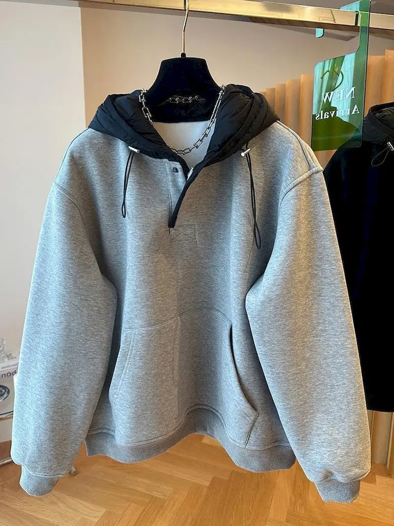 Толстовка женская оверсайз Свободный Повседневный контрастный пуловер с