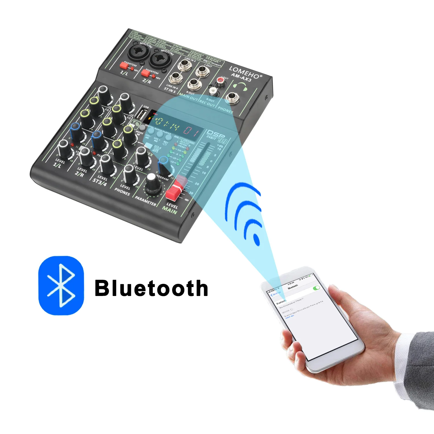 LOMEHO аудио микшер 4-канальный портативный мини-микшер Звука DJ консоль Bluetooth USB