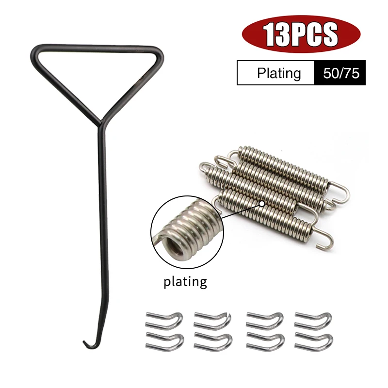 

ZS Moto 13 шт./компл. глушитель выхлопной трубы мотоцикла, крепежные Пружинные Крючки из нержавеющей стали для глушителя 51 мм 61 мм, соединительные трубки, пружина