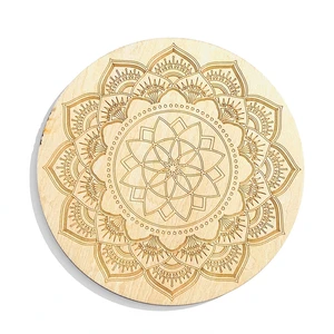 Wooden Mandala Yoga Meditation Pendulum Board Coaster Healing Placemat for Table Crystal Stone Display Base Art Home Decor Craft