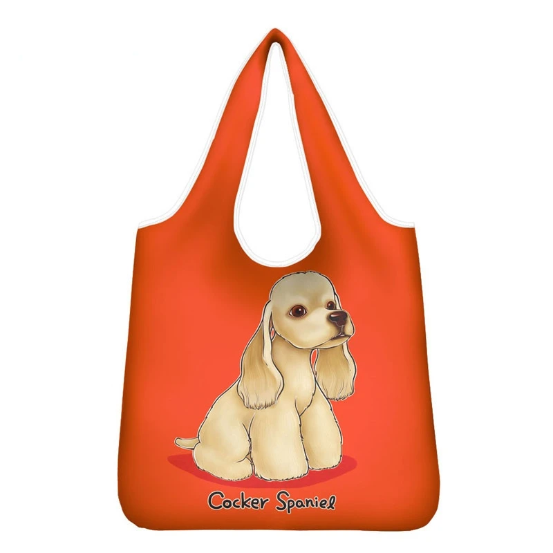 

Многоцветная сумка для покупок с принтом собаки, вместительные продуктовые сумки, экологически чистый Женский дорожный тоут через плечо