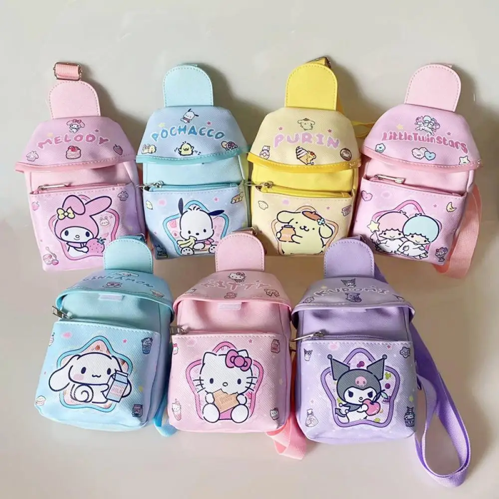 

Новый милый рюкзак Sanrio Kuromi My Melody Hellokitty Cinnamoroll, кошелек для монет, рюкзак, аниме мультфильм, модная сумка-мессенджер для мальчиков и девочек, подарки