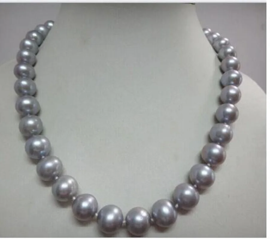 

Gorgeous AAAA 11-10mm Round Akoya Gray Natural Pearl Necklace 14K