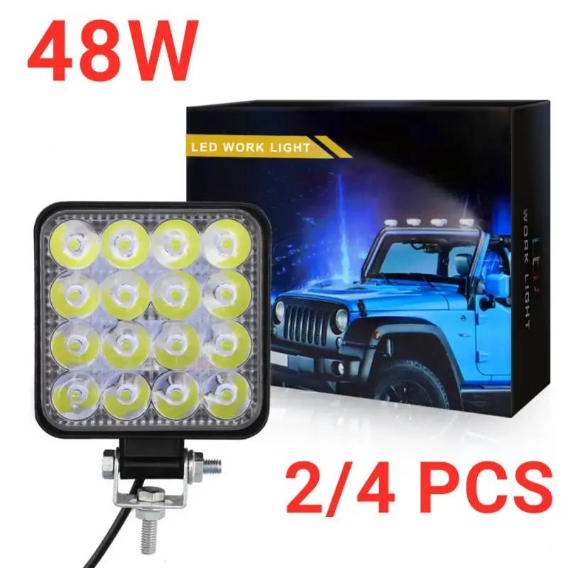 

2/4pcs Car LED Bar Worklight 48W Offroad Work Light 12V Light Fog Lamp 4x4 LED Tractor Headlight Bulbs Spotlight For Truck ATV