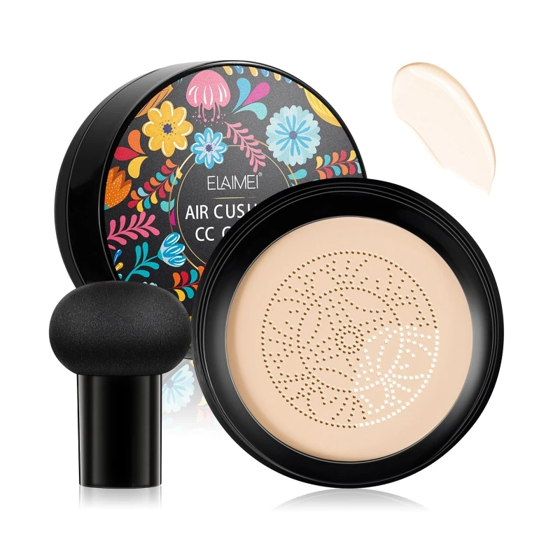 

Air Cushion CC Cream Mushroom Head Foundation,Moisturizing BB Cream Makeup Lasting Oil Control Moisturizing Concealer