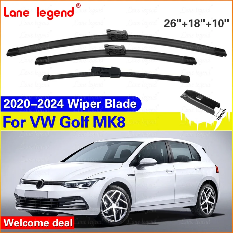 

Комплект передних и задних щеток стеклоочистителя для VW Golf MK8 2020-2024, щетки от дождя для лобового стекла 2022 2023 26 "+ 18" + 10"