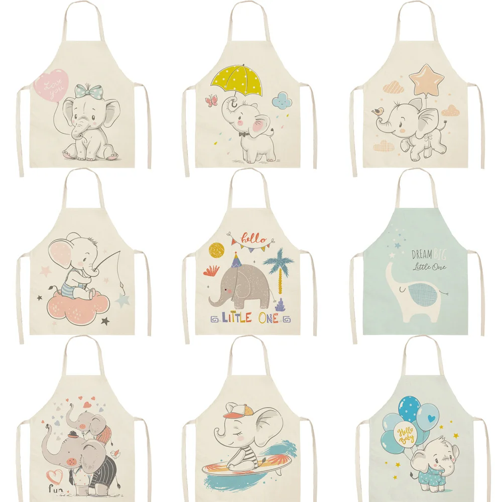 

Фартук с милым Рисунком Слона для детей, фартук на заказ для мужчин, Кухонный Фартук для парикмахеров, Женский кухонный фартук