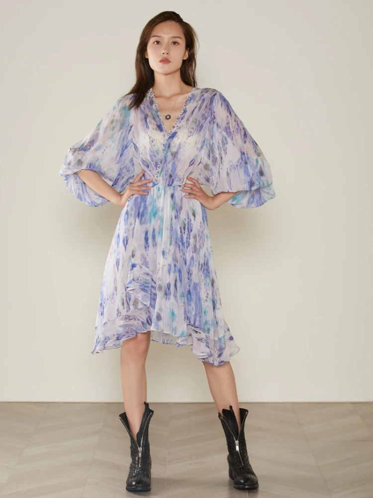 

Женское мини-платье с оборками на подоле, летнее фиолетовое драпированное платье, французская мода, бесплатная доставка, 2022