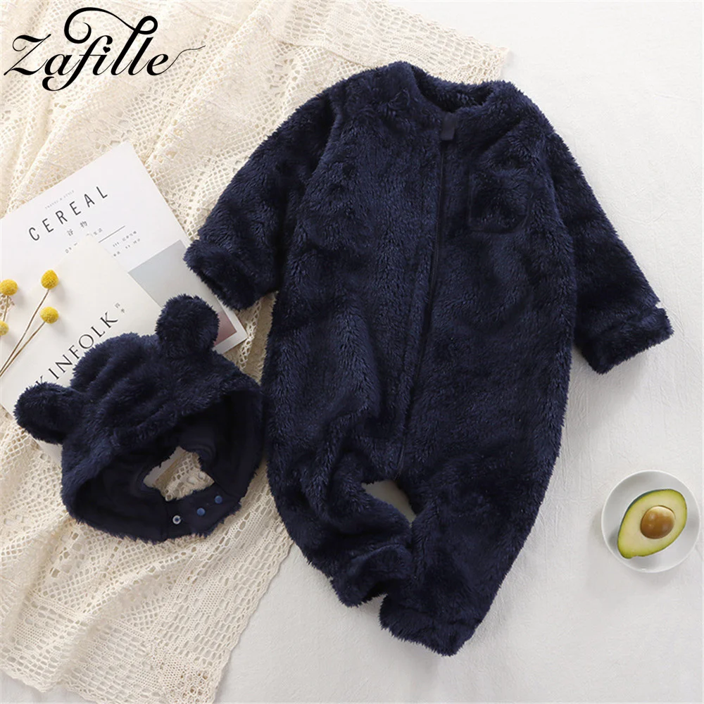 ZAFILLE детские комбинезоны на молнии Зимняя флисовая одежда для сна новорожденных