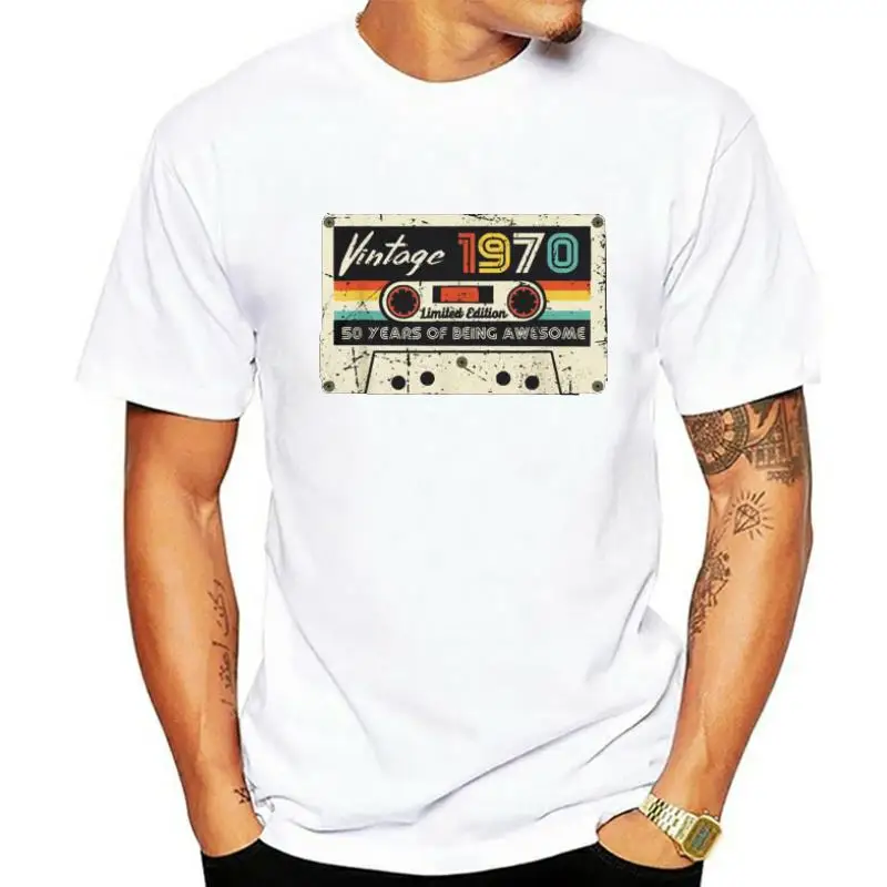 

Винтажная Футболка 1970, сделано в 1970 году, футболка в ретро-стиле 50-го дня рождения, 100% хлопок, европейский размер, воздухопроницаемые футболк...