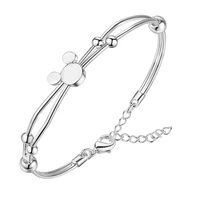 hot sale 925 sterling silver mickey chain bangle women lady noble nice bracelet fashion charm jewelry wedding noble party