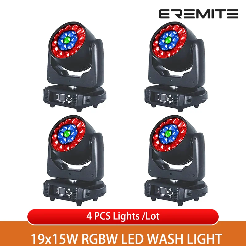 

0Tax Бесплатная доставка светодиодный 19x15W RGBW Wash Zoom DMX512 сценический светильник с подвижной головкой эффекты Рождественский Профессиональный ...