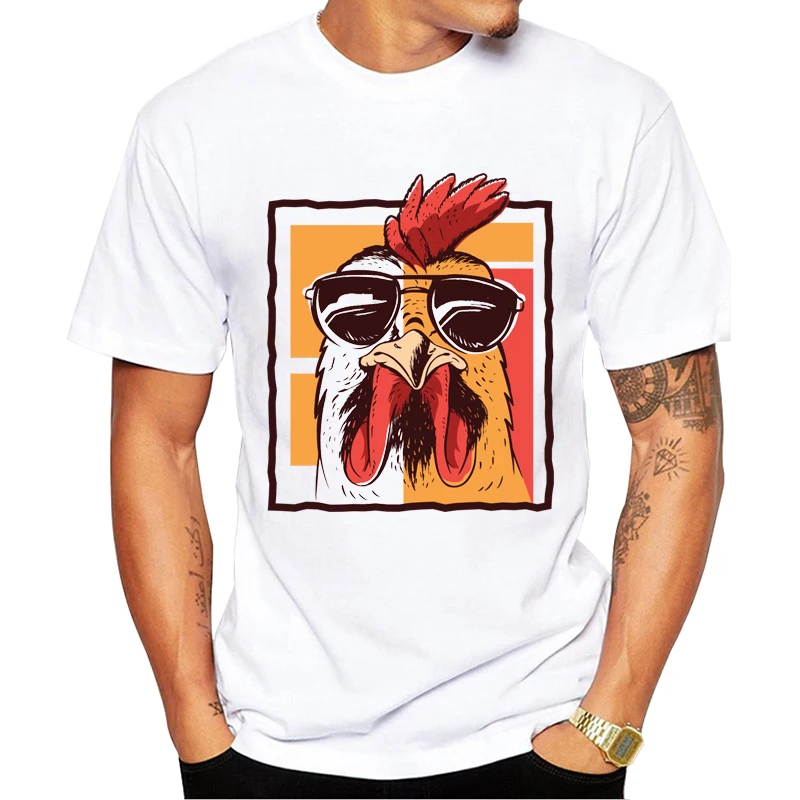 

TEEHUB Cool Chicken Printed Men T-Shirt Short Sleeve Tshirts Fashion Street t shirts Cool Hipster Essential Tee