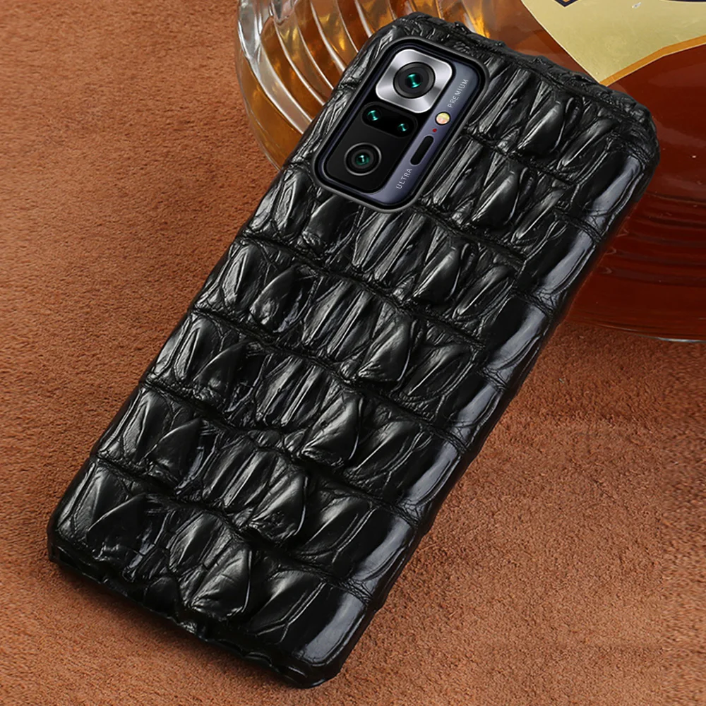 

Genuine Crocodile Leather Case for Xiaomi Redmi Note 11 10Pro 9 8 Pro 10S Cover For Mi 12 11 Ultra 10T Lite 9T Poco X3 Pro F3 M3