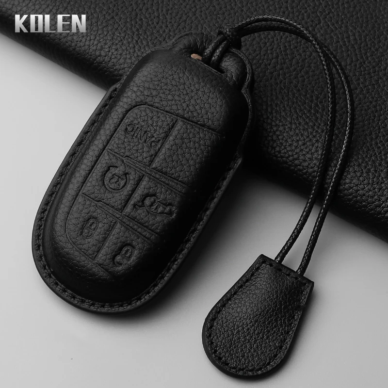 

Кожаный Чехол Для Ключей Для Jeep Compass Renegade Grand Cherokee Chrysler 300C Wrangler Dodge - Защитный Брелок Для Автомобилей
