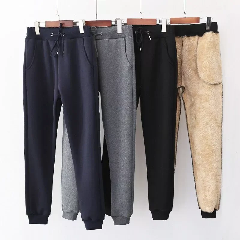 

2022 Winter Women Pants Thick Velvet Warm Women Pants Female Lamb Wool Trousers Outwear High Waist Solid Harem Pants 2XL