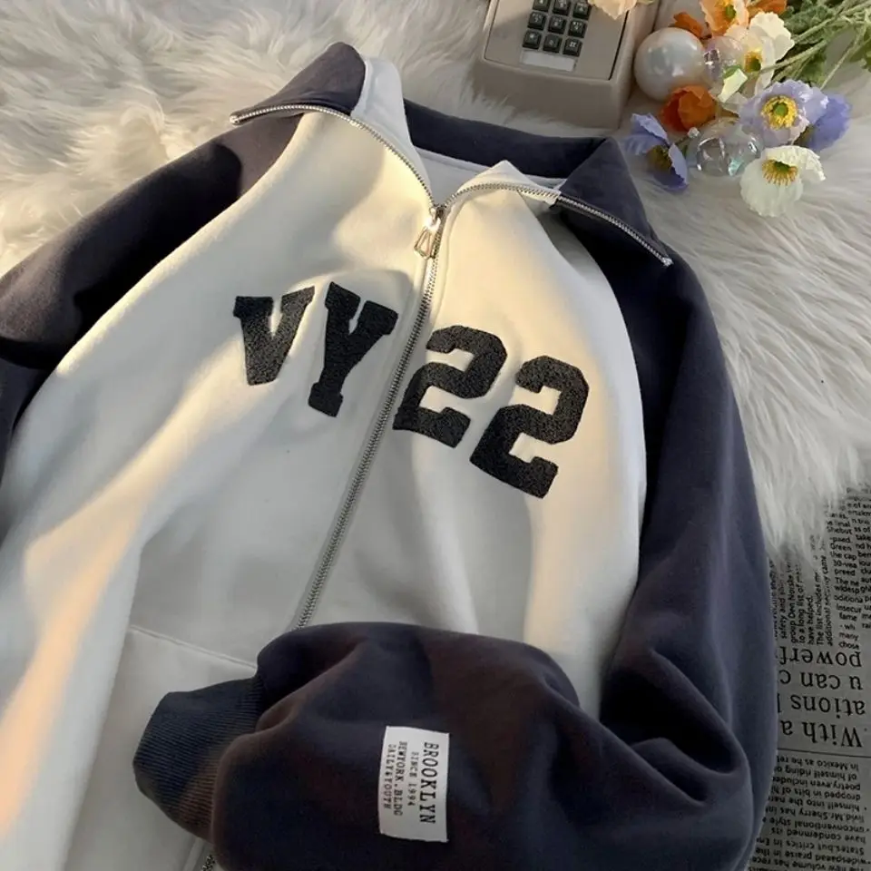 

2022 new sweater jacket men and women sports baseball uniform high street ins spring and autumn trend versatile couple jacket