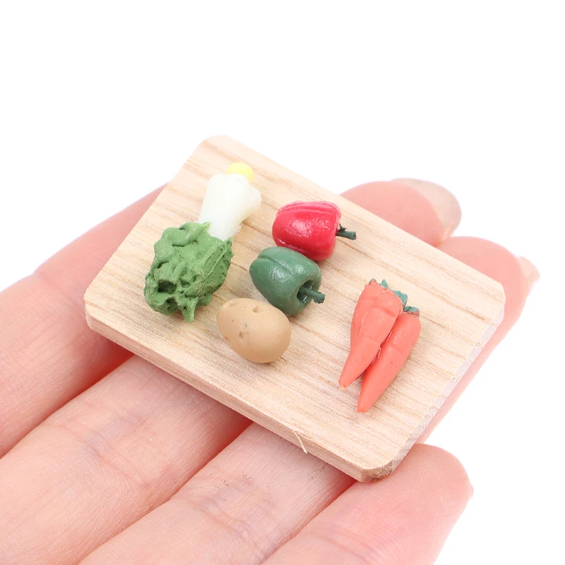 1:12 Dollhouse Miniature Vegetable and Fruit Basket Watermelon Mini Barbecue Grilled Meat Doll House Kitchen Dining Table Decor
