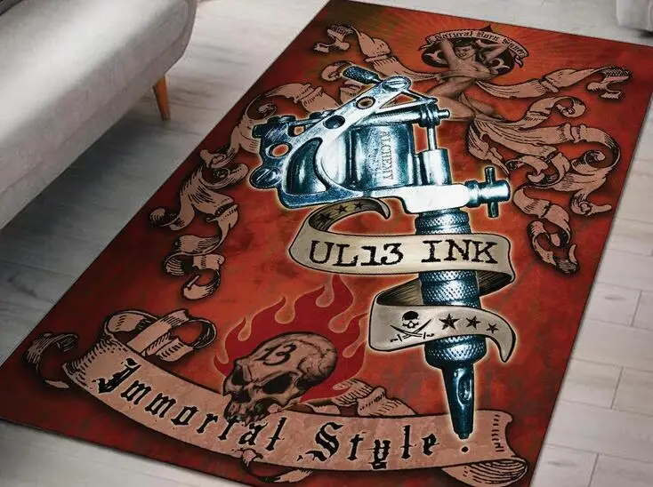 Фланелевые напольные коврики с красным черепом школьный тату-пистолет