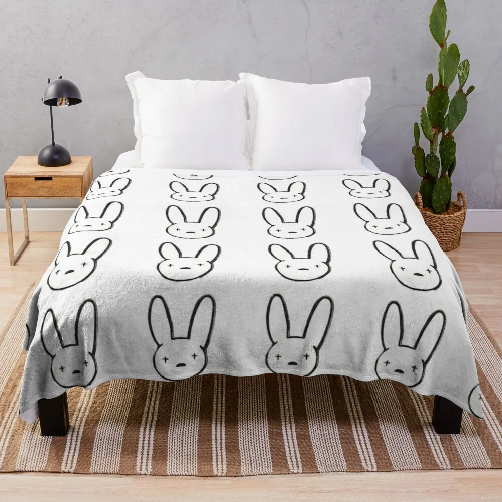 

Bad Bunny Throw Blanket throw and blanket from fluff softest blanket