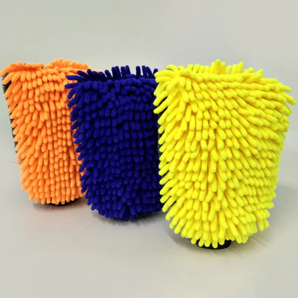

2Pcs Microfiber Car Wash Gloves Cleaning Tool Multi-function Yellow /blue/Orange Parts For Car Wash Maintenance Accessories
