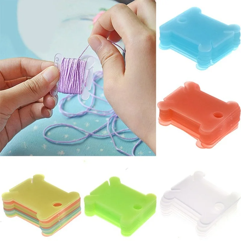 

100Pcs Plastic Bobbins Spool Thread Card Embroidery Floss DIY Household Stitch Organizer Holder Transparent Sewing Tools