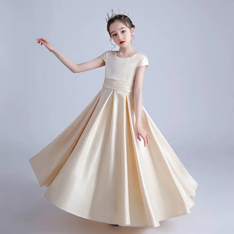 

Baby Girls Teens Party Wedding Ball Gown Princess Bridesmaid Costume Dresses Children's Clothes Evening Solid Formal Dress L23