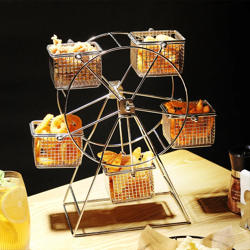 

New Metal Ferris Wheel Cupcake Gourmet Helf Vintage Frame Display Wedding Birthday Party Decorations Rotating Snack Rack