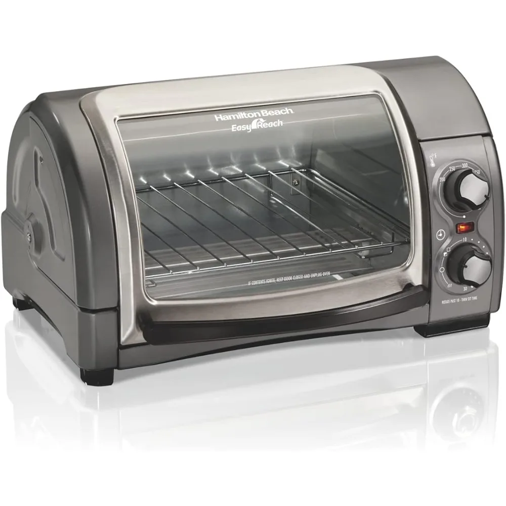 

2023 New Hamilton Beach Easy Reach 4-Slice Countertop Toaster Oven with Roll-Top Door, 1200 Watts