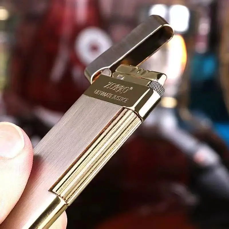 Купить Новинка 2022, тонкая легкая латунная надувная Зажигалка Zorro 6 мм с боковым огнем, подарок, аксессуары для курения, мужские гаджеты