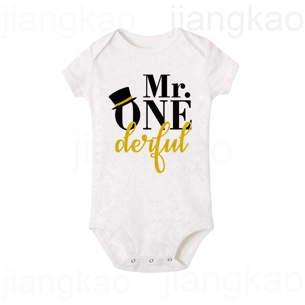 Детское боди с принтом Mr. One Derful наряд на день рождения для новорожденных