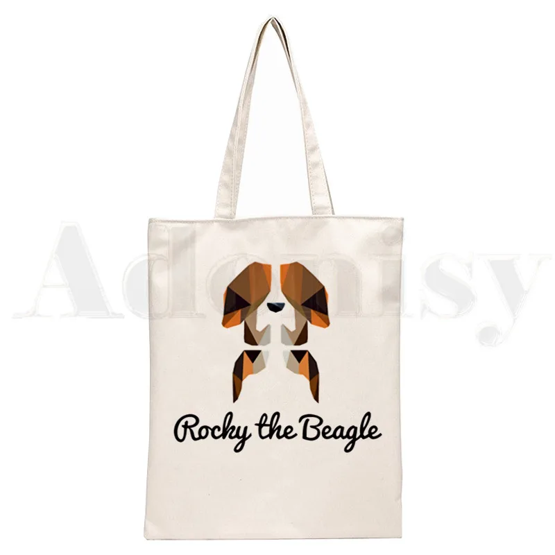 Funny Beagle dog Pet Animal Beagles Graphic Cartoon Print Shopping Bags Girls Fashion Casual Pacakge Hand Bag