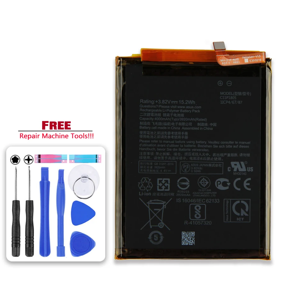 

4000mAh/3920mAh C11P1805 Battery For ASUS Zenfone Max ( m2 ) zb632kl zb633kl M2 Dual SIM Mobile Phone Bateria + Free tool