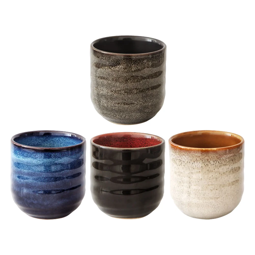 

4pcs Retro Tea Cups Ceramic Teacups Kung Fu Teaware Decorative Drinking Cups