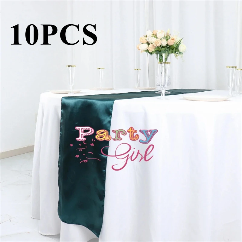 

Deep Green 10pcs Satin Table Runner Wedding Tablecloth Runners For Event Party Banquet Decoration