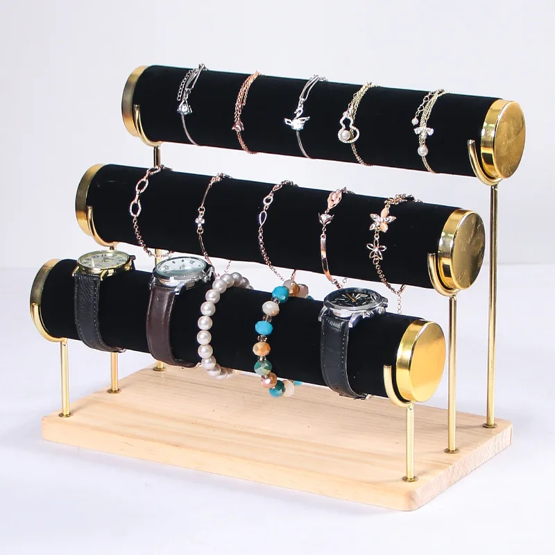 Velvet Bracelet Chain Watch T-Bar Rack Jewelry Hard Display Stand for Necklace Bracelets Anklets Organizer Watch Display Jewelry