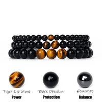 fashion obsidian tiger eye stone bracelets men reiki energy natural stone beads bracelet women charm yoga jewelry pulsera hombre