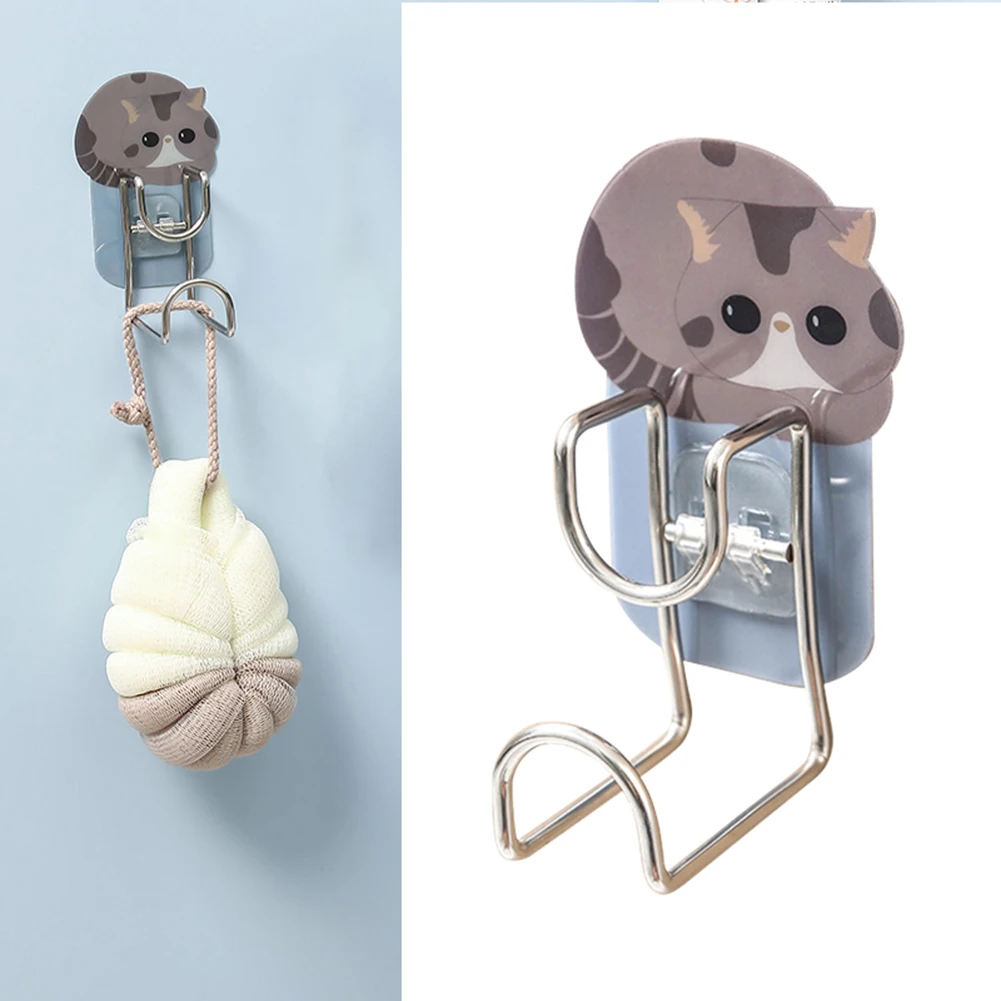 

Настенный держатель крючка из нержавеющей стали без отверстий для ванной и кухни, подвесная стойка для хранения, зеркальная раковина