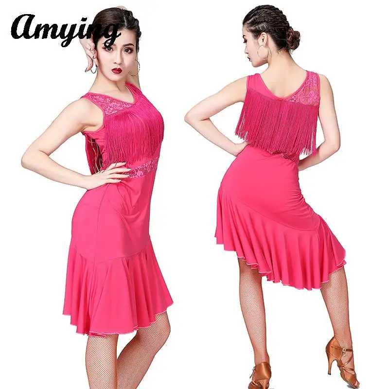 Платье с кисточками для латиноамериканских танцев костюм соревнований одежда