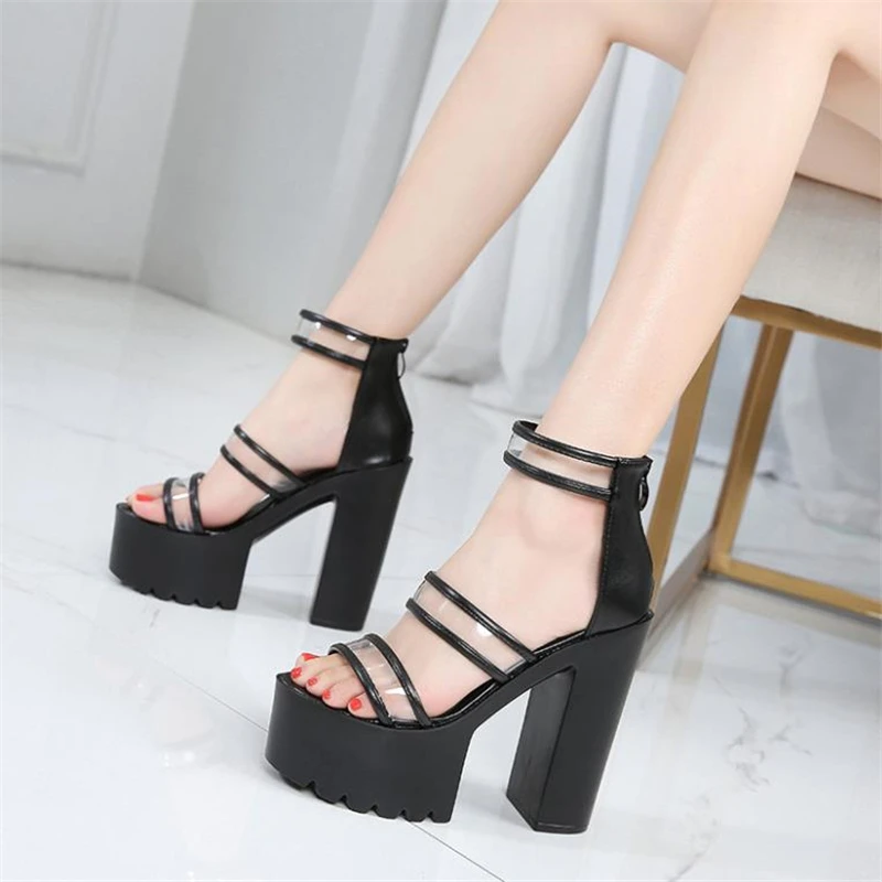 

2022 New Women 15CM High Heels Shoes Summer Fashion Women Open Toe Platform Sandals Female Gladiator Sandals Casual Party Shoes