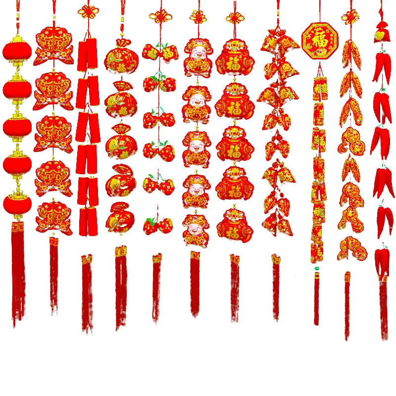 

Spring Festival Chinese Knots Firecrackers Red Peppers String Pendants Ornament Party Room Layout Chinease New Year Decoration