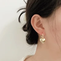 coconal trendy simple personality gold color heart earrings vintage mens womens sweet romantic wedding fashion jewelry gifts